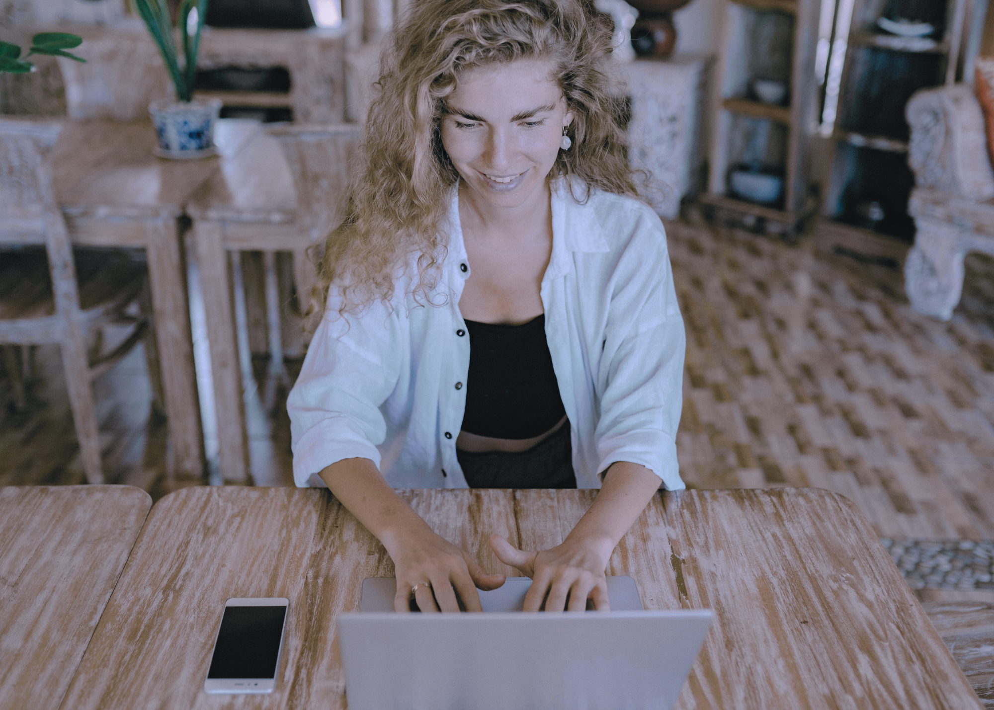 Woman working on laptop